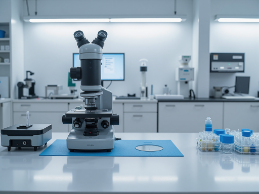 高端生命科学实验室,包含显微镜、离心机等精密仪器